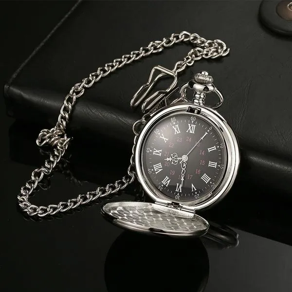 Retro Smooth Men Pocket Watch with Chain