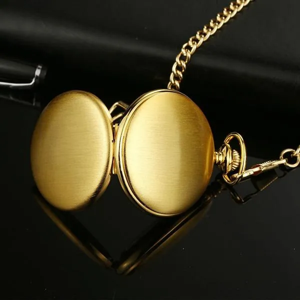 Retro Smooth Men Pocket Watch with Chain