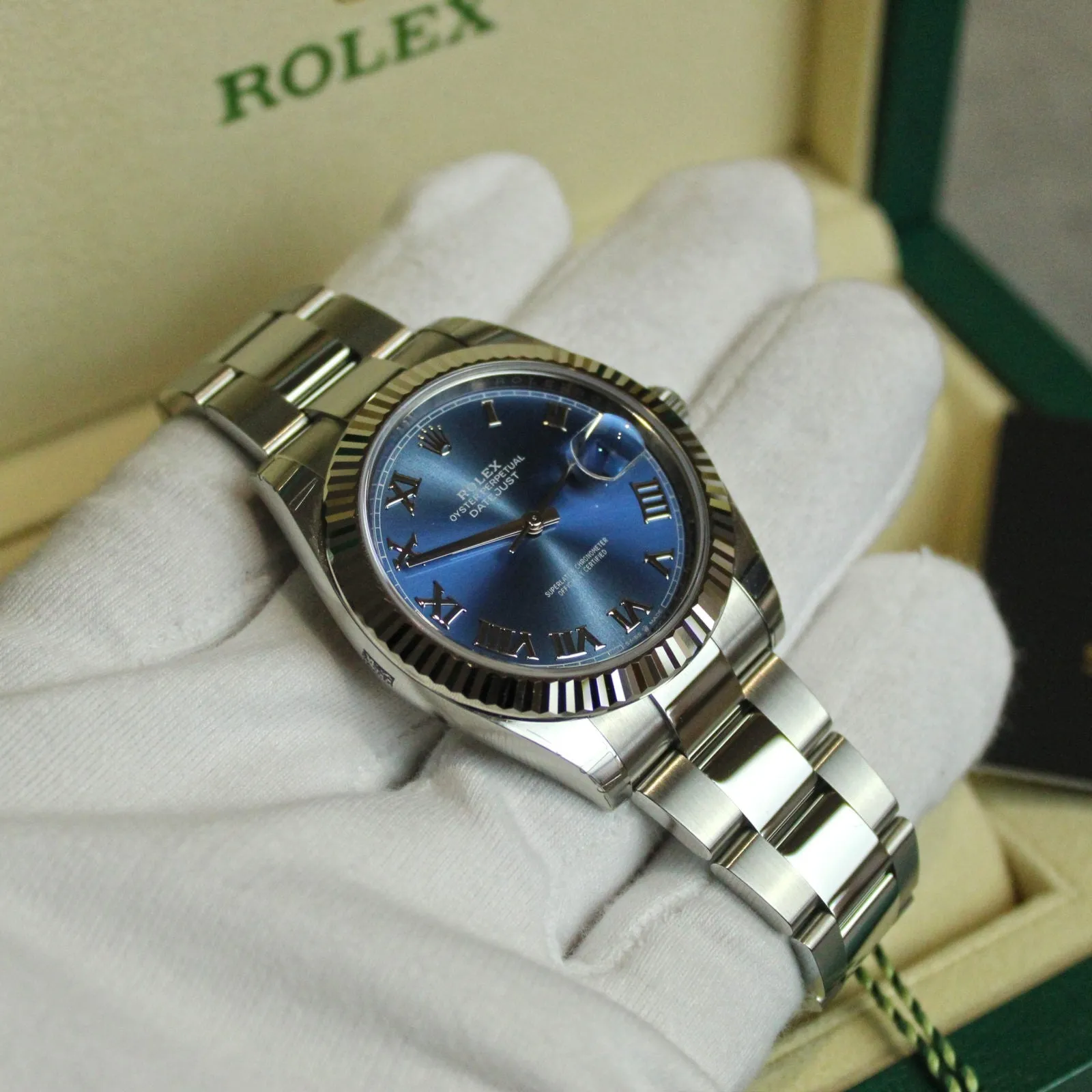 Rolex Datejust 41 126334 Blue Roman Numeral Dial Watch Unworn