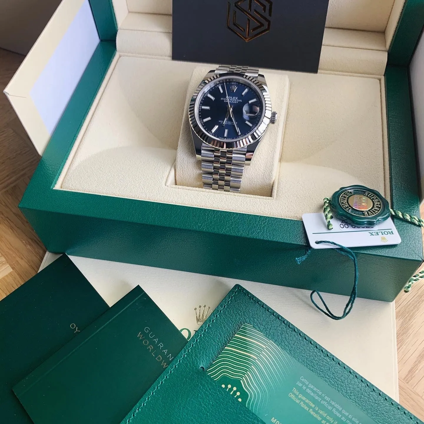 Rolex Datejust 41 Blue Baton Dial 126334 Full Set Watch