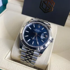 Rolex Datejust 41 Blue Baton Dial 126334 Full Set Watch