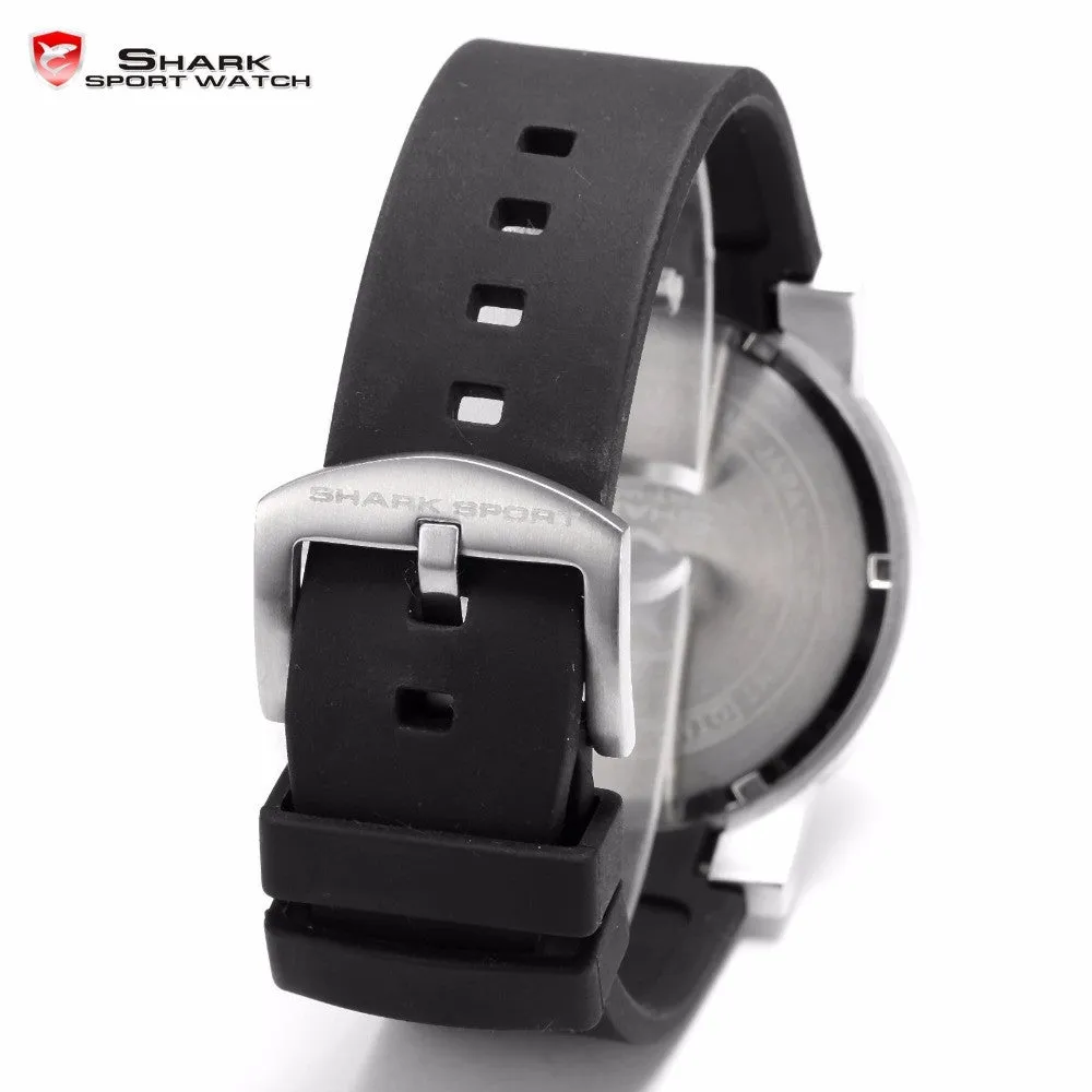 Shark Sport Watch Stainless Steel Case Black Yellow 3D Logo Luminous Pointer Rubber Strap Outdoor Men Quartz Wristwatch