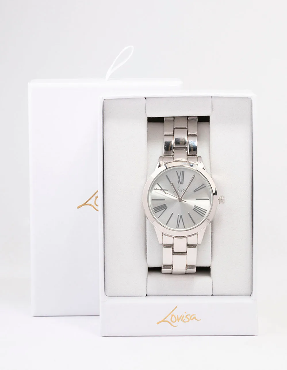 Silver Large Roman Numeral Watch