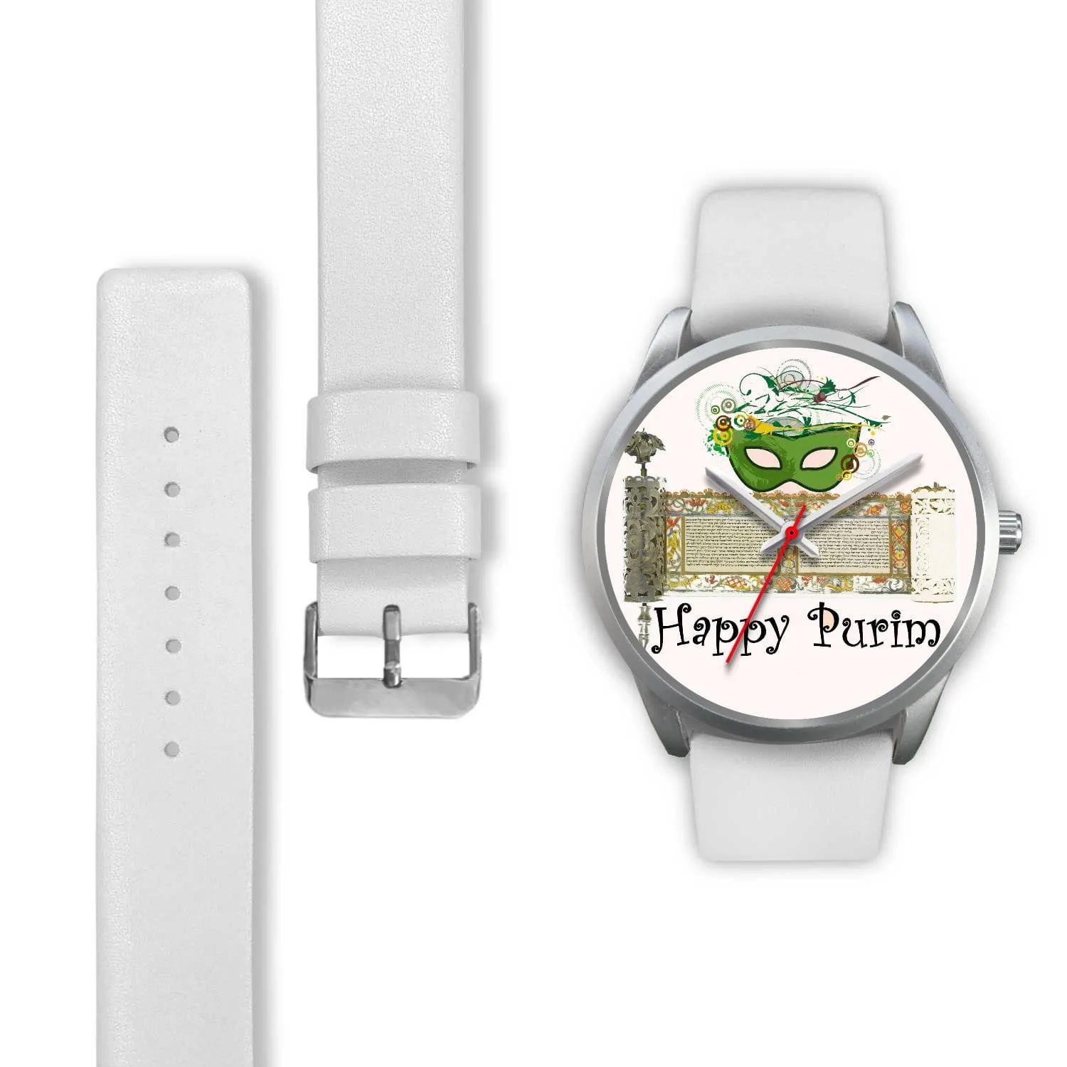 Silver Purim Wrist Watches in Colors Happy Purim!