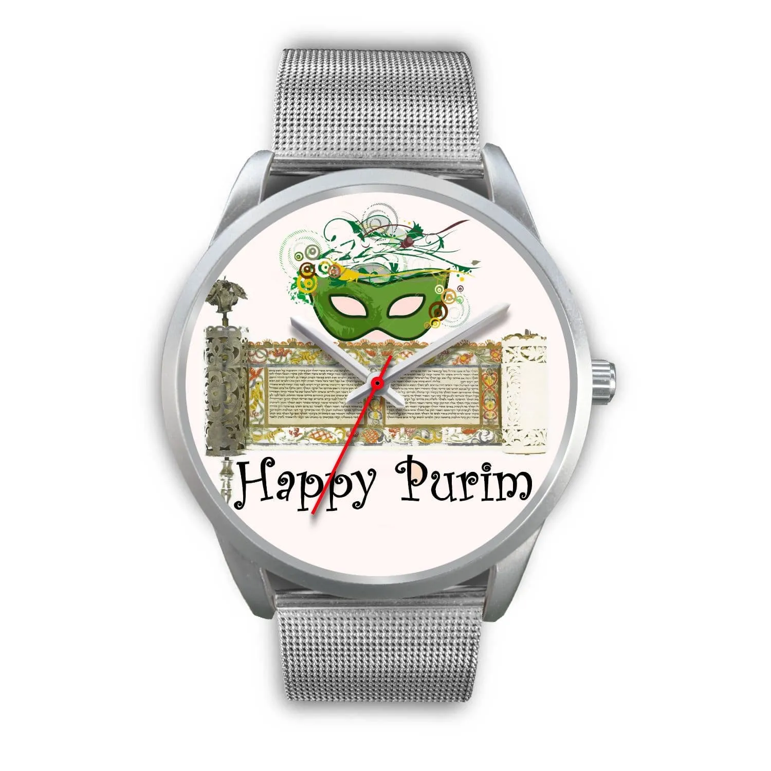Silver Purim Wrist Watches in Colors Happy Purim!