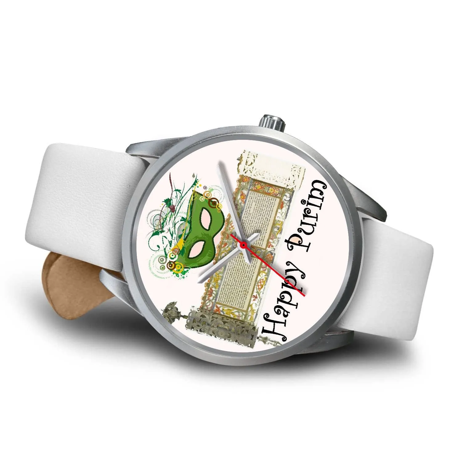 Silver Purim Wrist Watches in Colors Happy Purim!