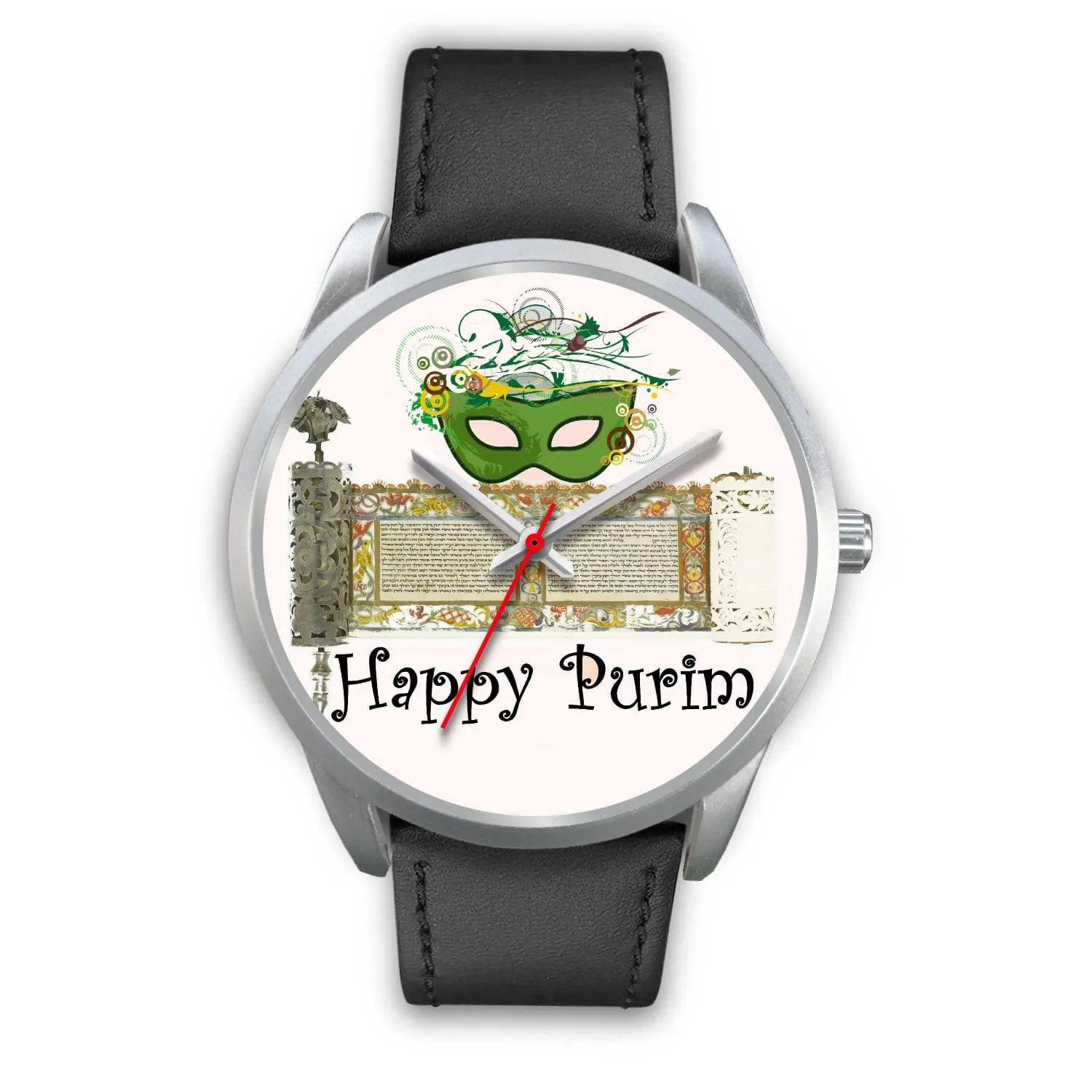 Silver Purim Wrist Watches in Colors Happy Purim!