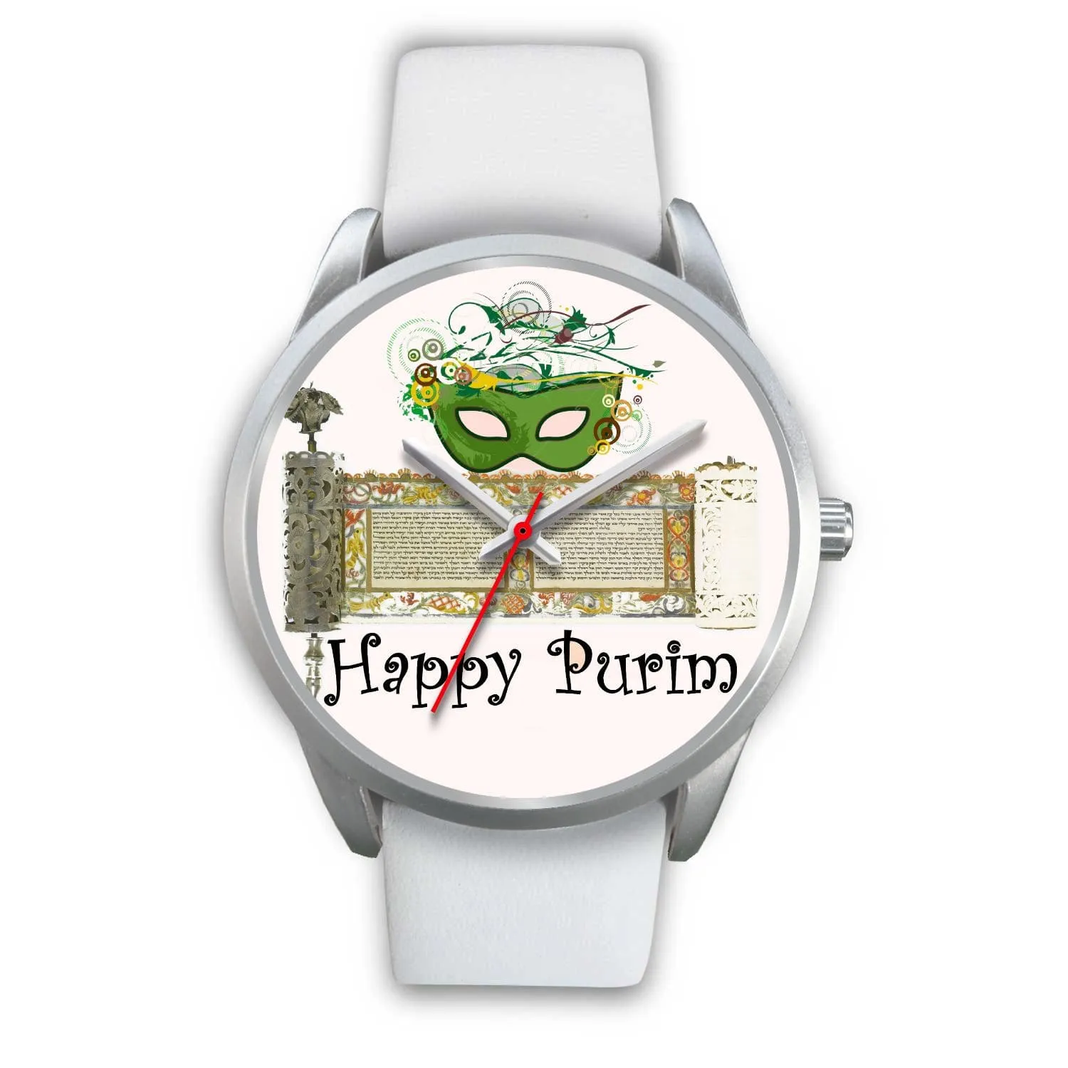 Silver Purim Wrist Watches in Colors Happy Purim!