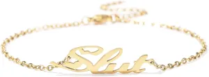 Slut Ankle Bracelet - Silver or Gold Plated Anklet, Swinger Jewelry