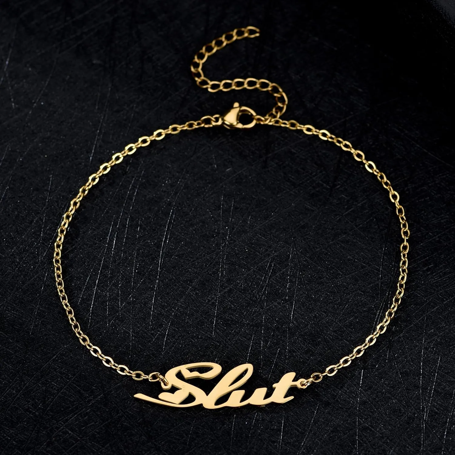 Slut Ankle Bracelet - Silver or Gold Plated Anklet, Swinger Jewelry