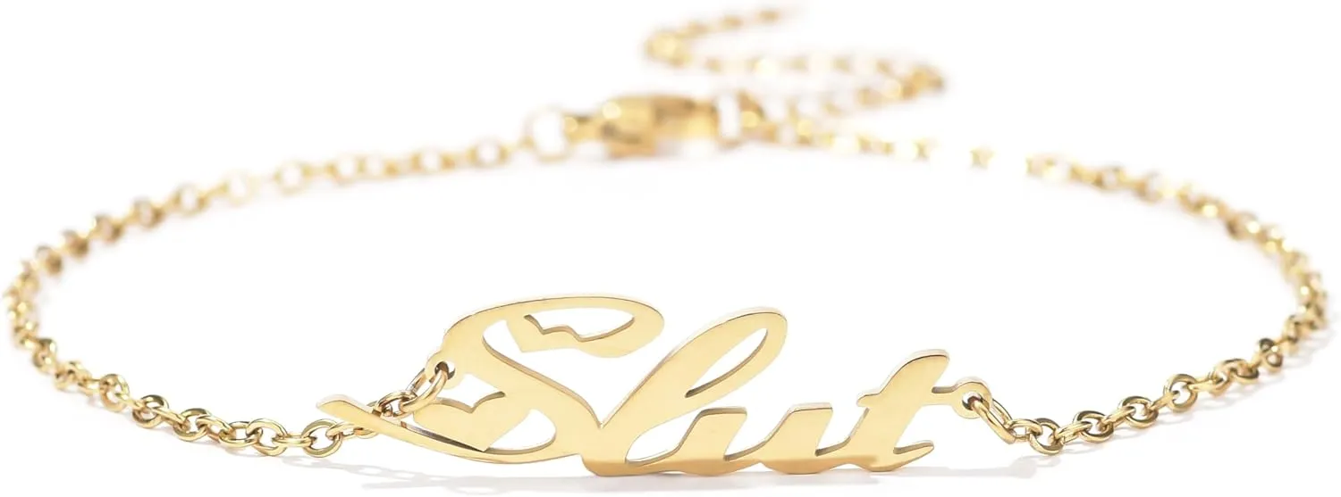 Slut Ankle Bracelet - Silver or Gold Plated Anklet, Swinger Jewelry