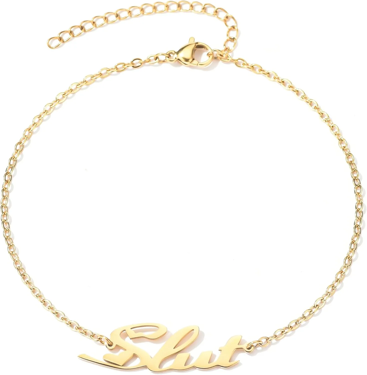 Slut Ankle Bracelet - Silver or Gold Plated Anklet, Swinger Jewelry