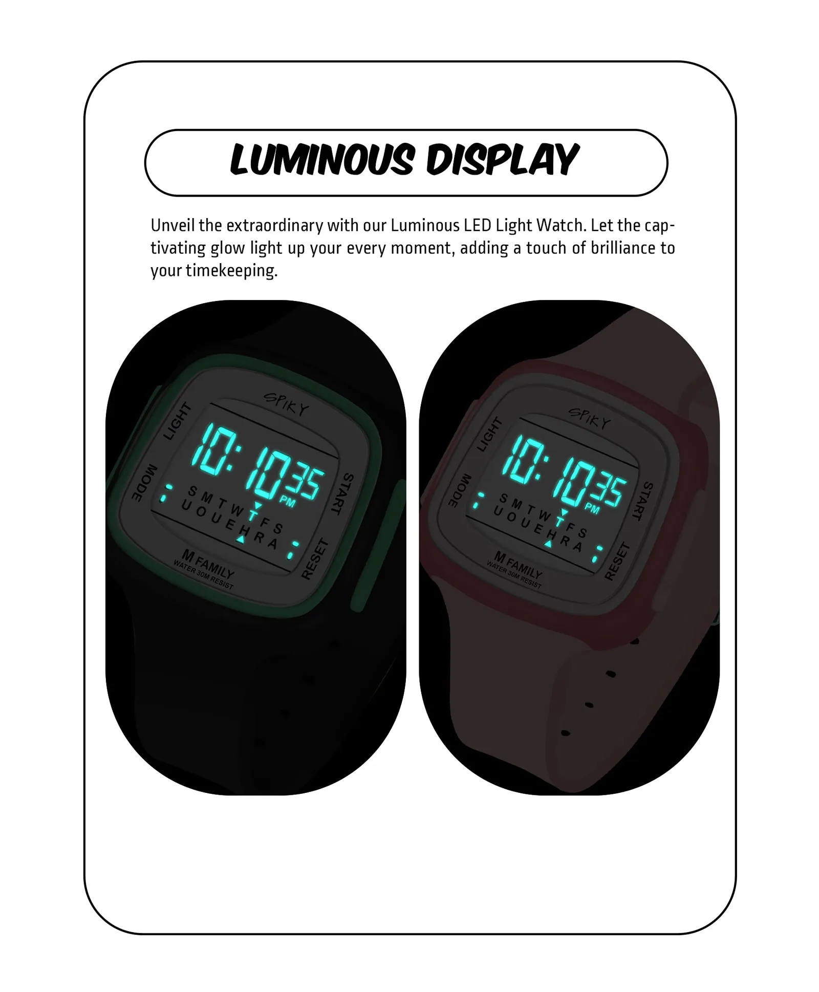 Spiky Unique Square Digital Watch for Kids Combo - Black Pink