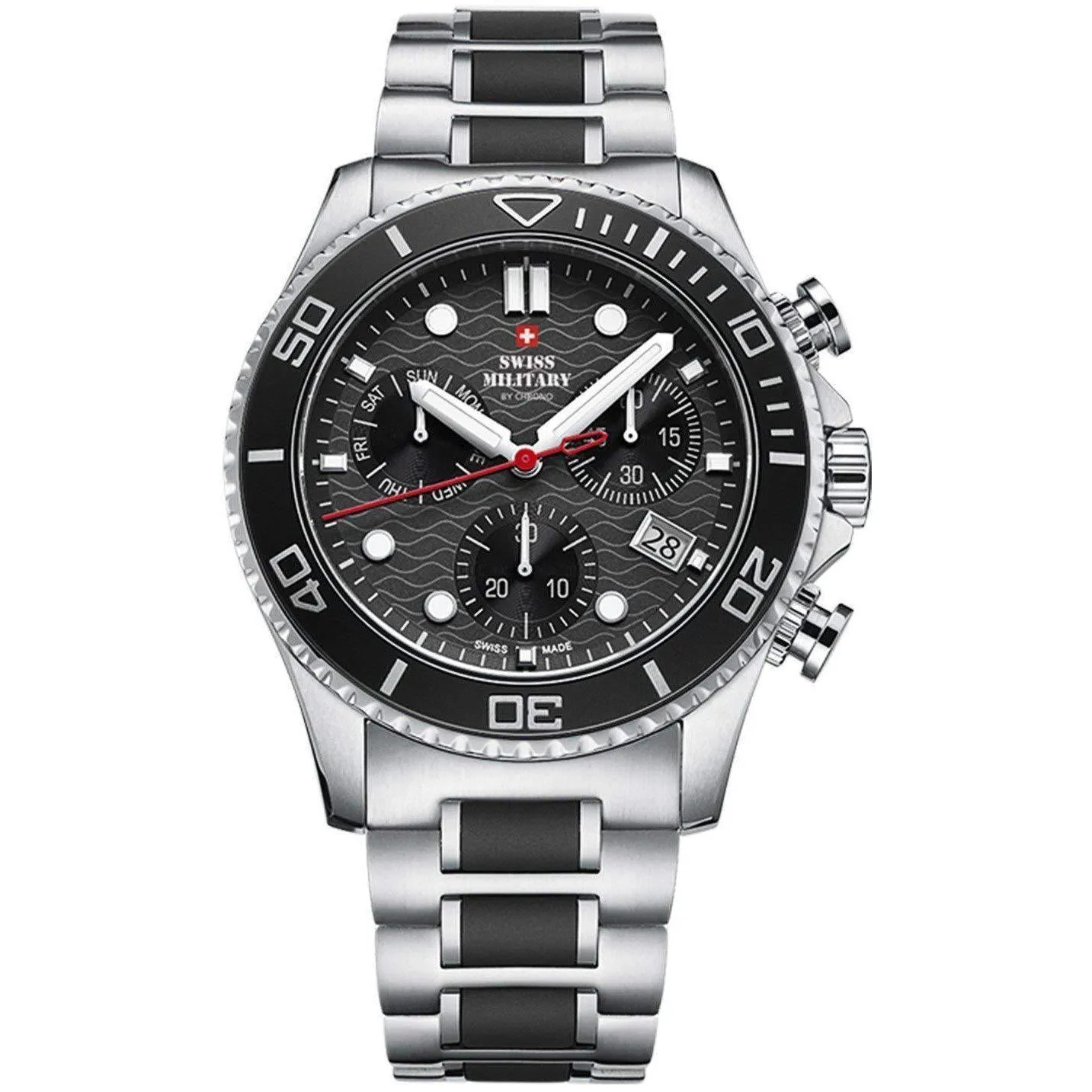 Swiss Military Stainless Steel Black Dial Chronograph Men's Watch  - SM34051.01