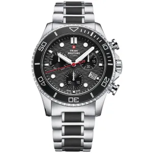Swiss Military Stainless Steel Black Dial Chronograph Men's Watch  - SM34051.01