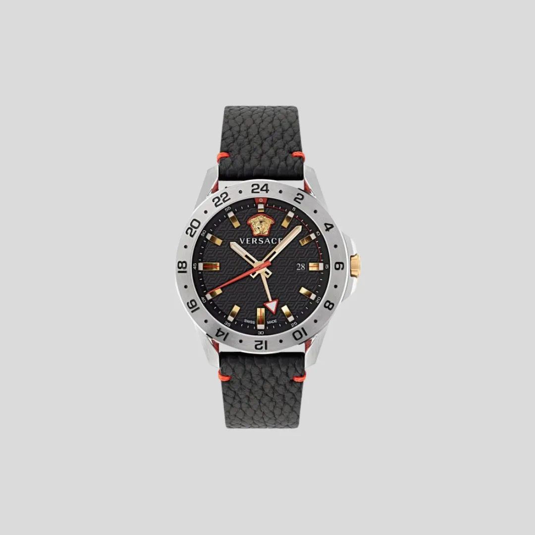Versace Black Sport Tech Leather Watch