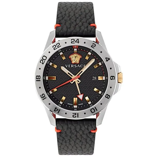 Versace Black Sport Tech Leather Watch