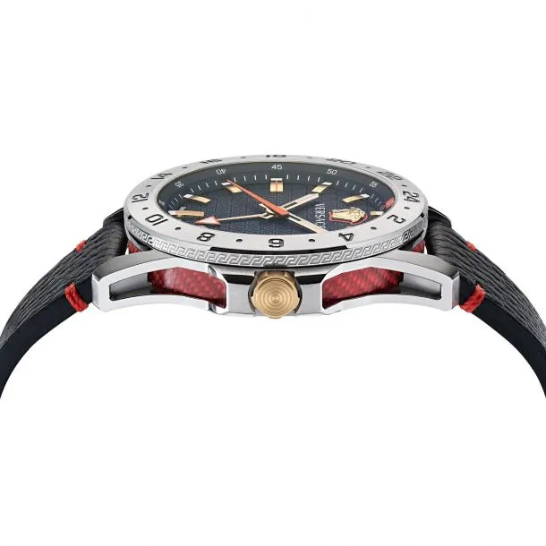 Versace Black Sport Tech Leather Watch