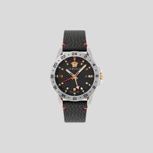 Versace Black Sport Tech Leather Watch