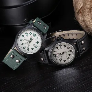 Vintage Classic Men's Waterproof Date Leather Strap Sport Quartz Army Watch