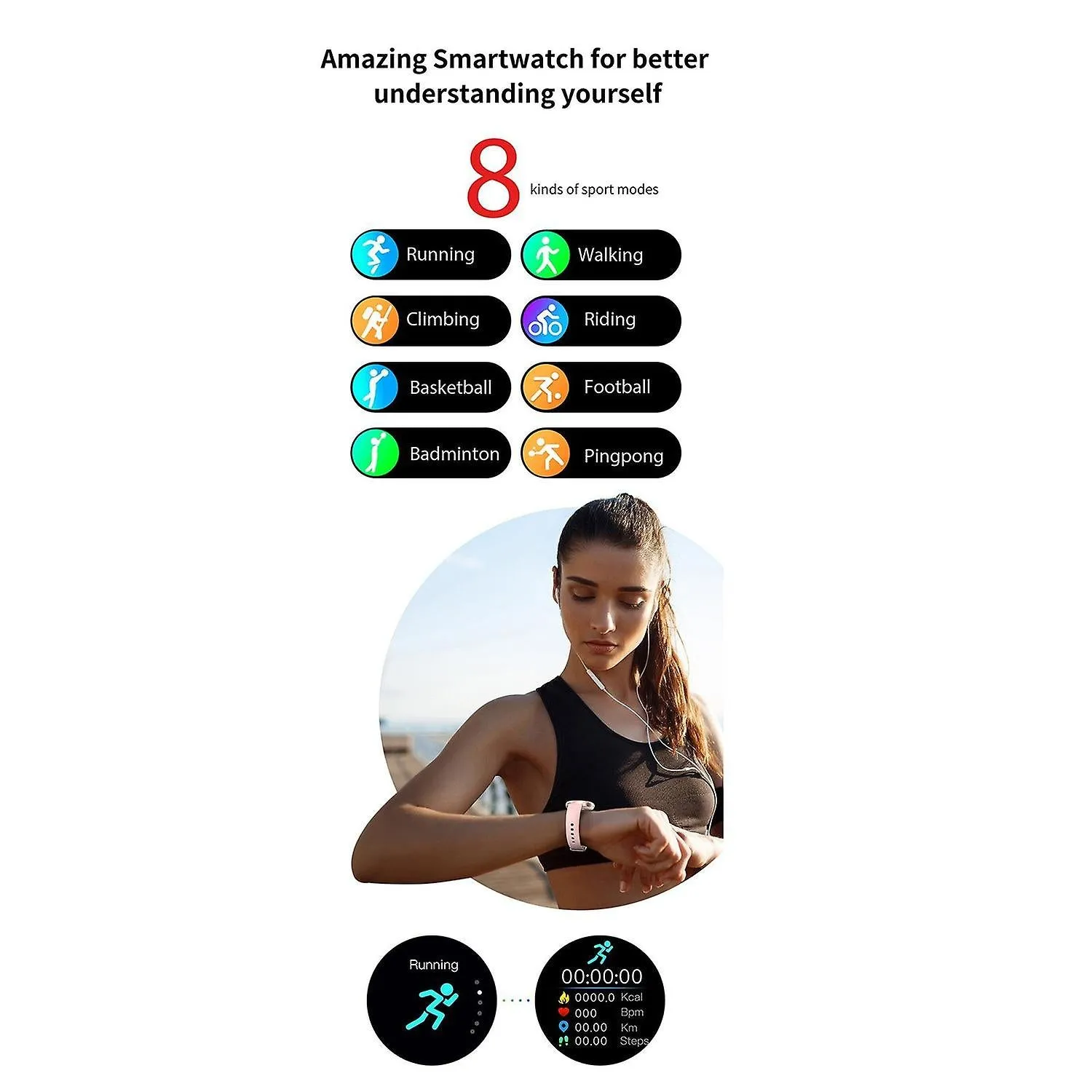 Watches sports smart watch fitness heart rate smart bracelet metal case watches pink