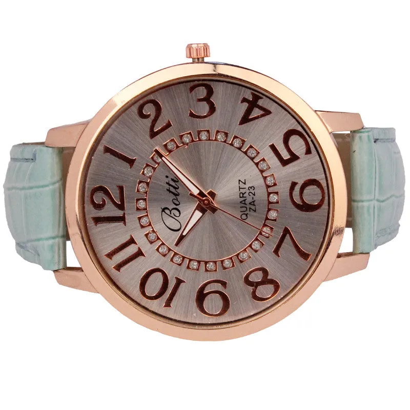 Womens Casual Wrist Watches Brand Luxury Leather Quartz Dress Watch Cheap Clock Women Royal Gold Crystal Retro Bracelet Watches