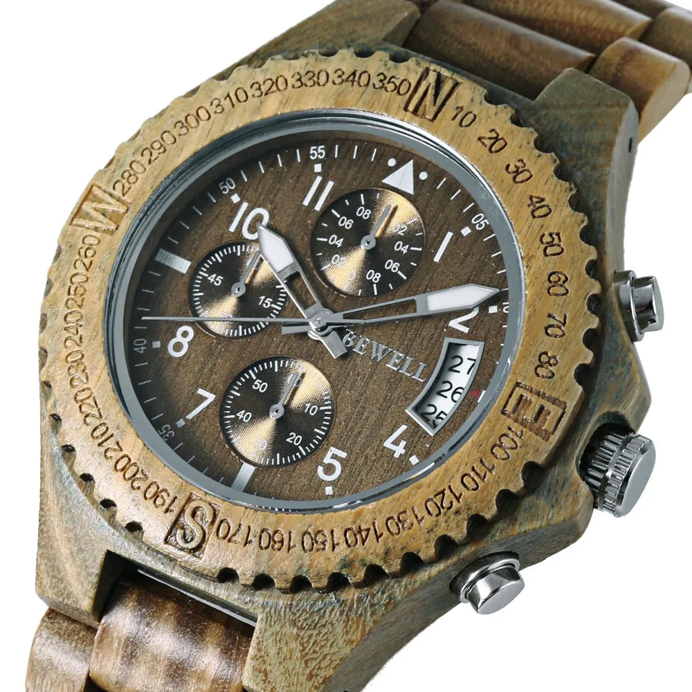 Wooden Luminous Pointer Chronograph Watch