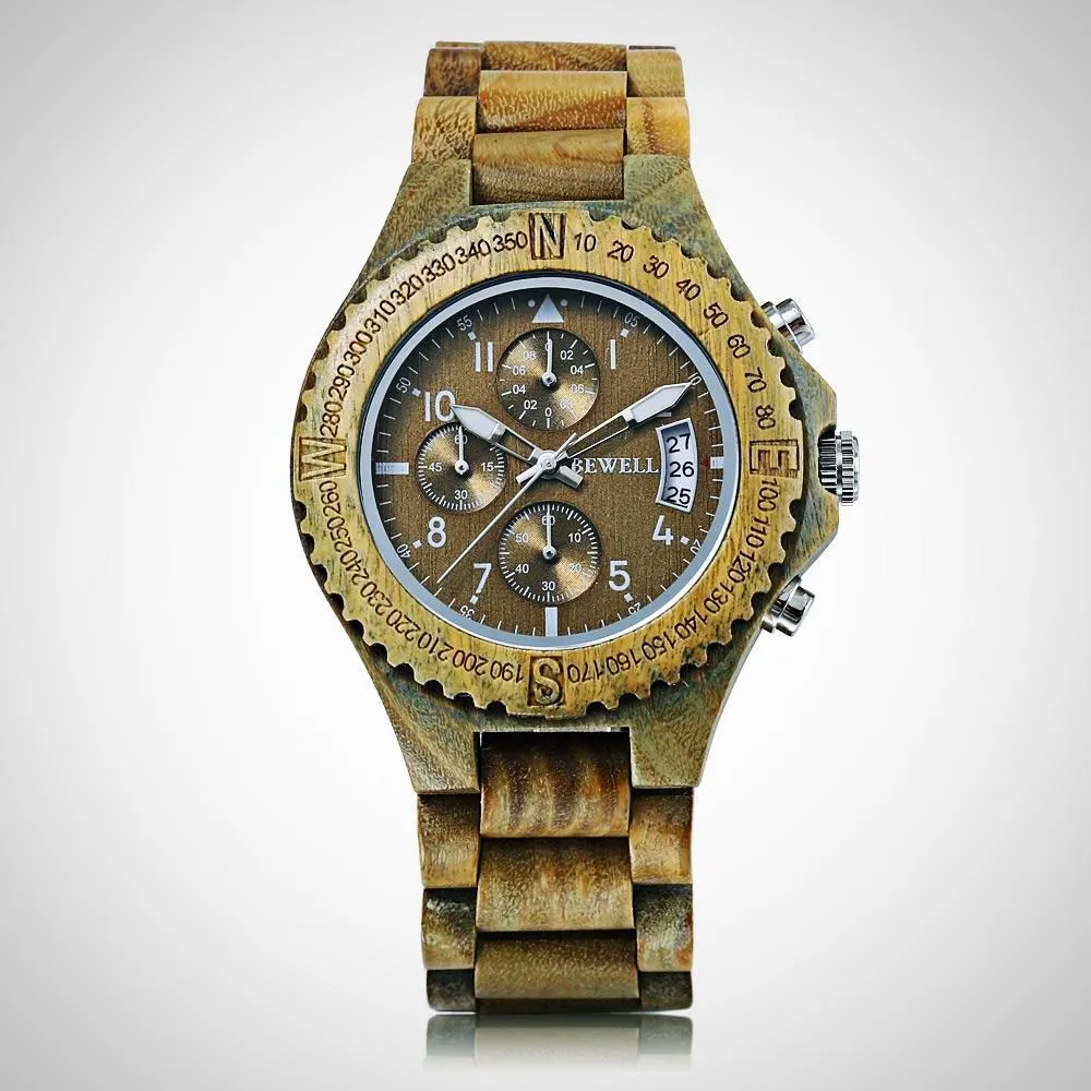 Wooden Luminous Pointer Chronograph Watch