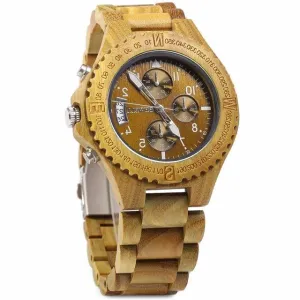Wooden Luminous Pointer Chronograph Watch